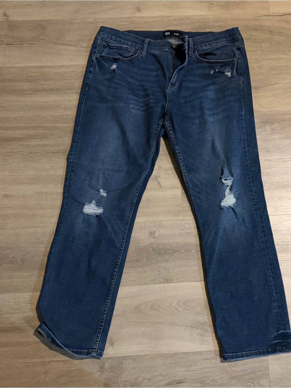 RSQ Men's Dark Blue Distressed Relaxed Jeans
